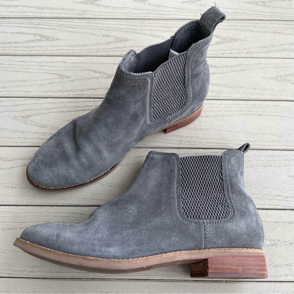 TOMS Forged Iron Grey Suede Ella Ankle Booties 7.5